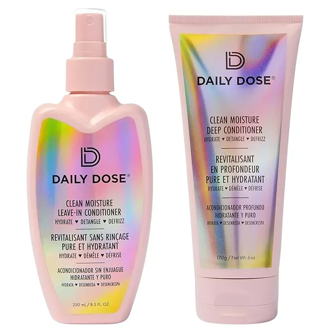 DAILY DOSE Moisturizing Duo: Leave-In Conditioner Detangler Spray + Deep Conditioner, Hair Mask/Masque – Detangles, Repairs, Restores Dry, Damaged, Color Treated Hair for All Hair Types