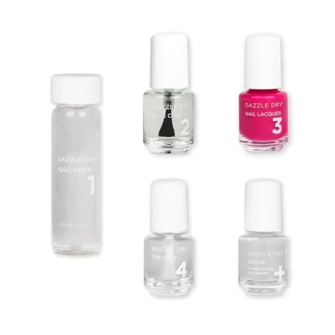 Dazzle Dry Mini Kit 4 Step System – Heart of Fire, a beautiful bright hot pink. Full coverage, cream. (5 Piece Kit / 5 Manicures)