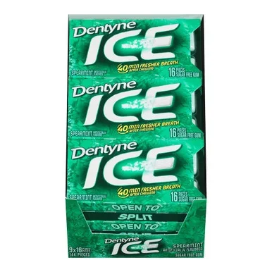 Dentyne Ice SugarFree Gum Spearmint 16 Pieces 9 Ea