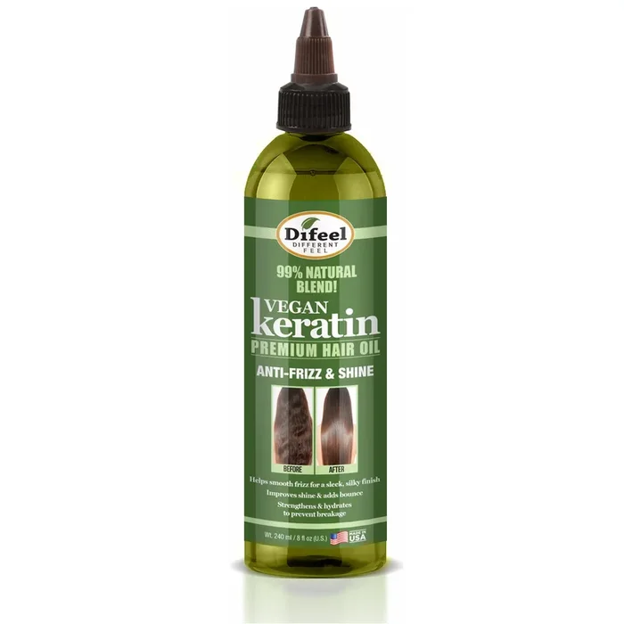 Difeel Vegan Keratin Premium Hair Oil – Anti Frizz & Shine 8 oz.