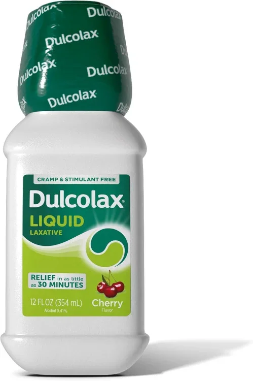 Dulcolax Liquid Laxative, Stimulant Free Laxative for Comfortable Relief, Cherry Flavor, 12 oz. Thrifty White Health Essentials ©