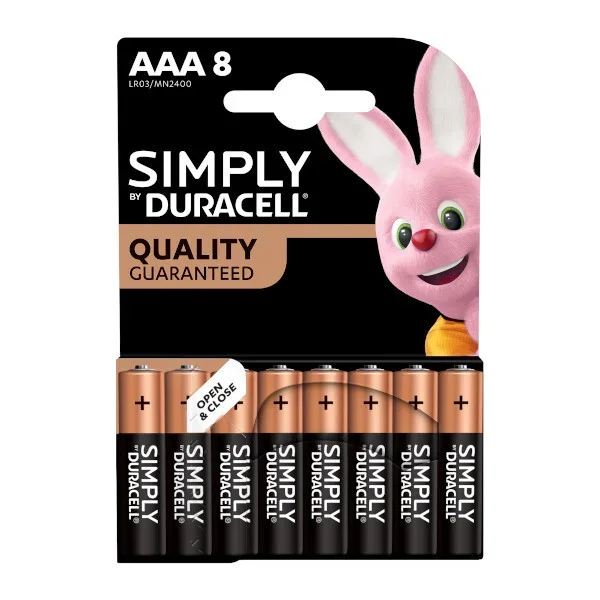 Duracell Simply AAA Batteries 8 Pack Household