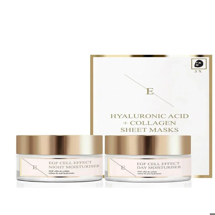 Eclat Skin London Egf Cell Effect Day Moisturiser +Egf Cell Effect Night Moisturiser + Hyaluronic Acid & Collagen Mask 3 buy for £29.67 and save 75% Skin Care Sets