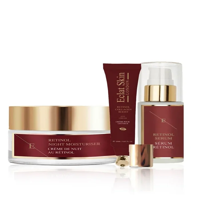 Eclat Skin London Retinol Collagen Boost Eye Cream + Retinol Moisturiser + Pro Retinol Serum buy for £33.92 and save 84% Skin Care Sets