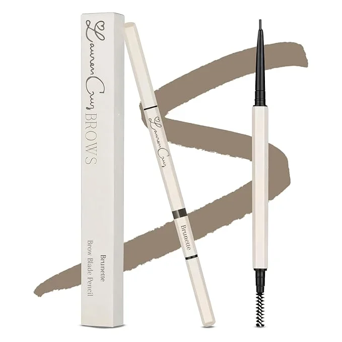 Eyebrow Pencil Make Up for Women – Long-lasting and Waterproof Eyebrow Pencil by Lauren Cruz – Dual-Ended Eyebrow Pen with Micro-tip and Spoolie -Fuller Look Brow Pencil – Brunette