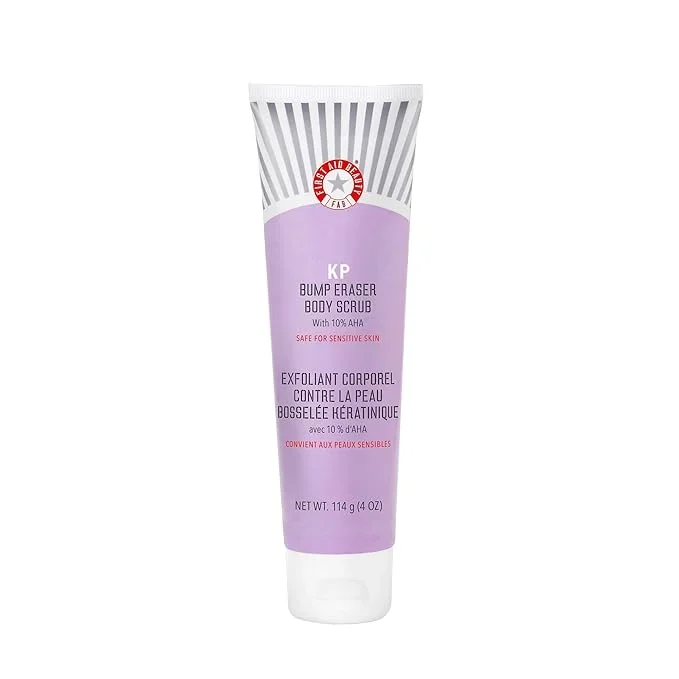 First Aid Beauty – KP Bump Eraser Body Scrub with 10% AHA, Keratosis Pilaris Skin Exfoliater with Glycolic and Lactic acids, Helps Reduce Chicken Skin Bumps, Safe for Sensitive Skin, 4 oz
