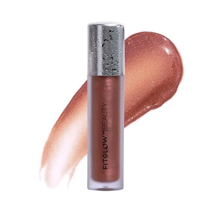 FITGLOW Beauty Lip Colour Serum | Hydrating Lip Gloss | Plumping Anti-Aging Lip Treatment | Natural Shine with Pomegranate Sterols & Collagen | Buildable Color for Dry Chapped Lips | Beach Glow – 10g