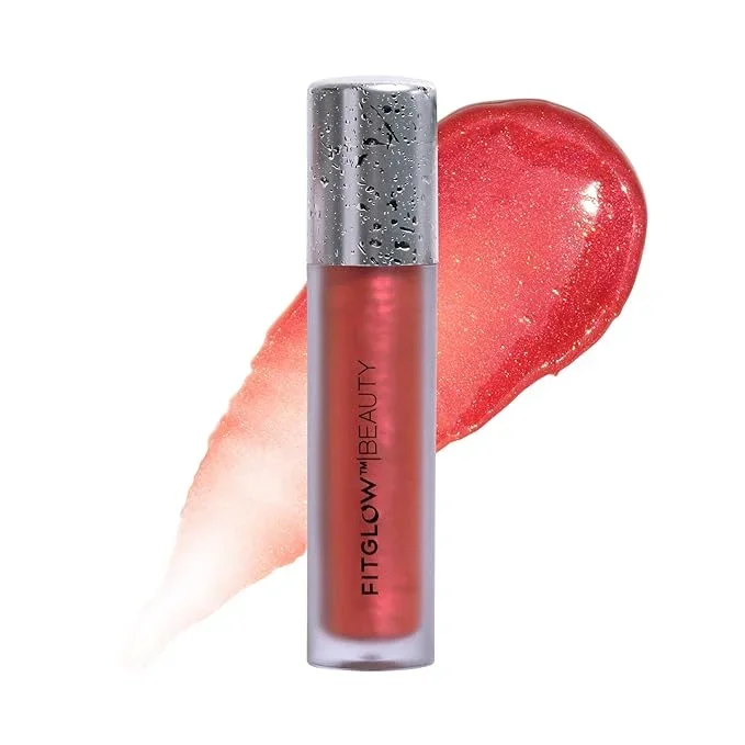 FITGLOW Beauty Lip Colour Serum | Hydrating Lip Gloss | Plumping Anti-Aging Lip Treatment | Natural Shine with Pomegranate Sterols & Collagen | Buildable Color for Dry Chapped Lips | Juice – 10g