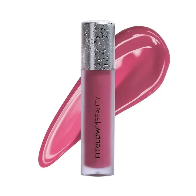 FITGLOW Beauty Lip Colour Serum | Hydrating Lip Gloss | Plumping Anti-Aging Lip Treatment | Natural Shine with Pomegranate Sterols & Collagen | Buildable Color for Dry Chapped Lips | Dahlia – 10g