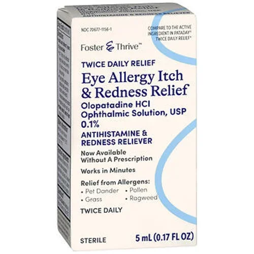 Foster & Thrive Twice Daily Eye Allergy Itch Relief Olopatadine HCl Ophthalmic Solution, USP 0.1% .17 oz Thrifty White Health Essentials