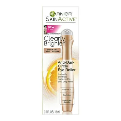 Garnier Skinactive Clearly Brighter AntiDark Circle Eye Roller, Light/Medium 0.5 Oz