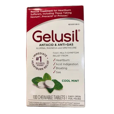 Gelusil Antacid/AntiGas Tablets Cool Mint, 100 Tablets
