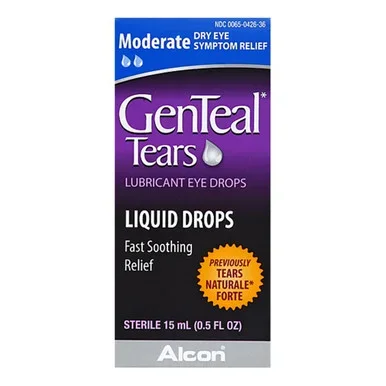 Genteal Tears Moderate Lubricant Eye Drops For Dry Eye Symptom Relief, 15Ml