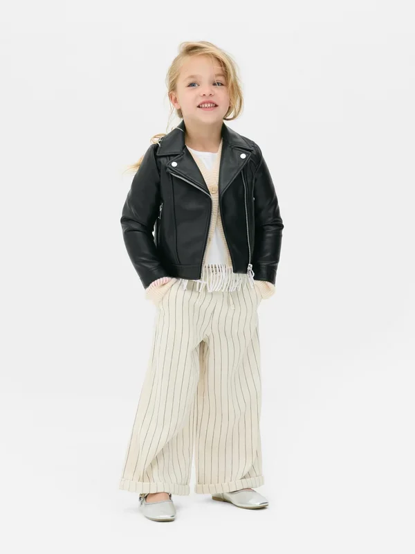 Girls Black 1.57yrs Faux Leather Biker Jacket Penneys
