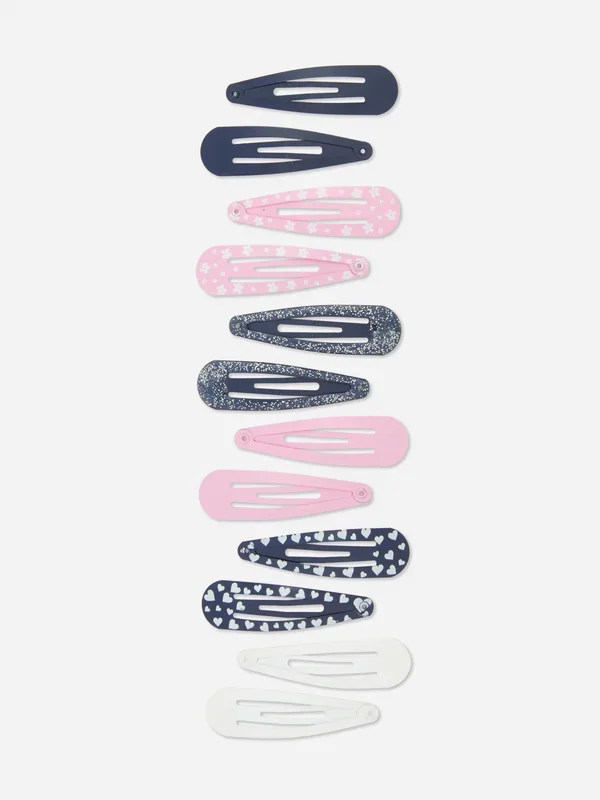 Girls Black 12pk Snap Hair Clips Penneys