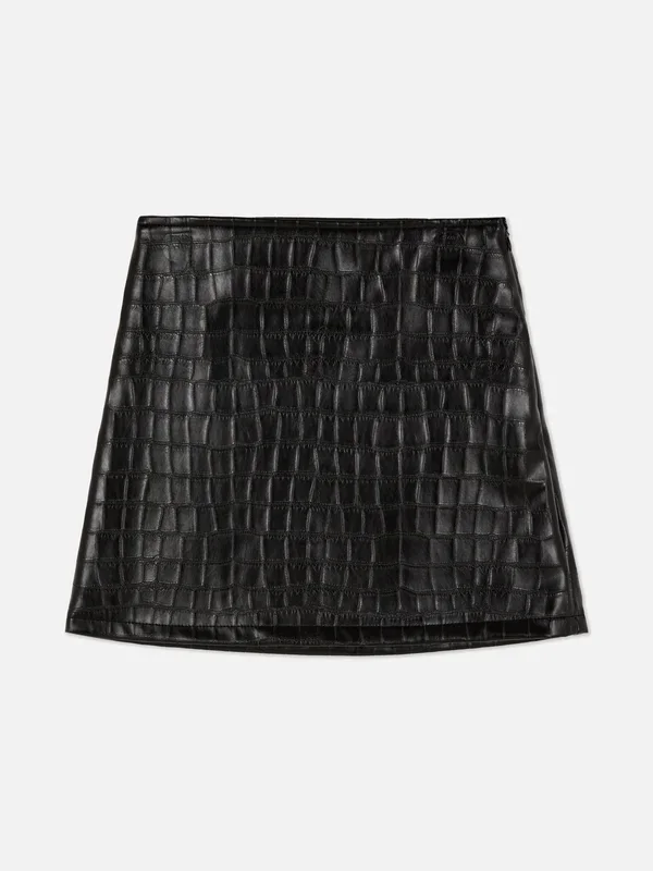 Girls Black 715yrs Faux Croc Skirt Penneys
