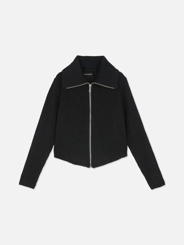 Girls Black 715yrs Ribbed ZipUp Collared Sweatshirt Penneys