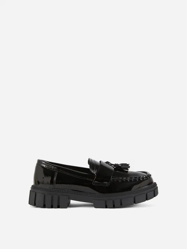 Girls Black Tassel Detail Chunky Loafers Penneys