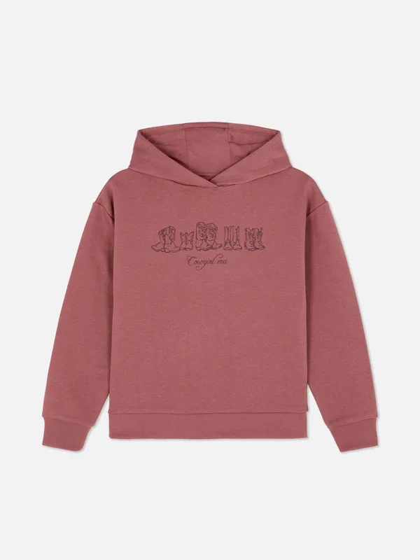 Girls Dark Pink 714yrs Printed Pullover Hoodie Penneys
