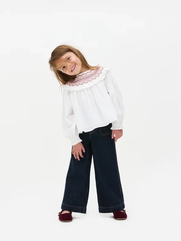 Girls Ecru 1.58yrs The Edit Embroidered Blouse Penneys