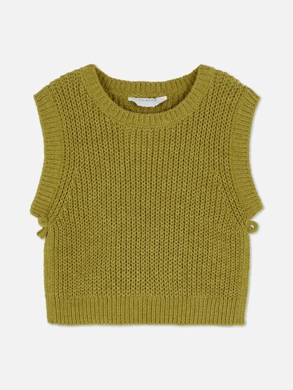 Girls Green 1.58yrs Chunky Knit Vest Penneys
