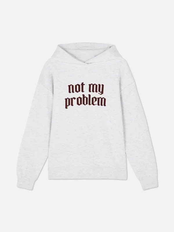 Girls Grey Marl 714yrs Printed Pullover Hoodie Penneys