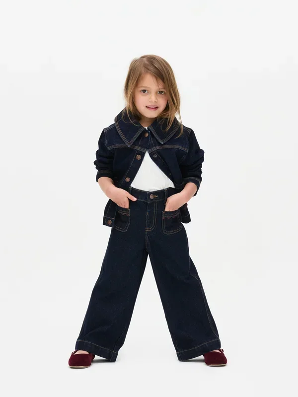 Girls Indigo 1.58yrs The Edit Wide Leg Jeans Penneys
