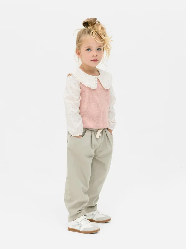 Girls Khaki 1.58yrs Balloon Leg Trousers Penneys