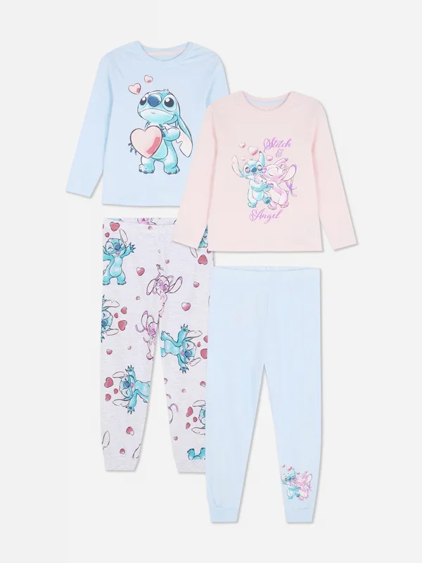 Girls Pink 1.58yrs 2pk Disney’s Stitch Pyjamas Penneys