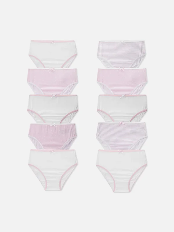 Girls Pink 10pk Stars and Stripes Printed Briefs Penneys
