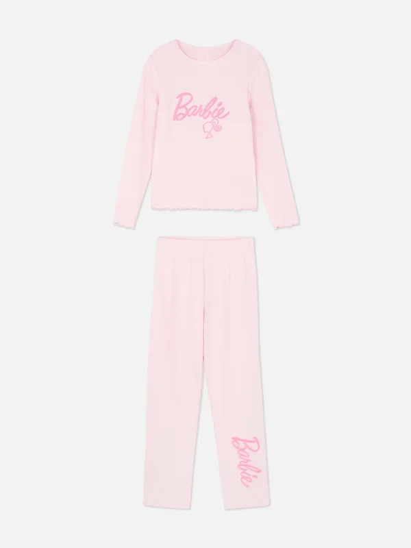 Girls Pink 312yrs Barbie Ribbed Pyjamas Penneys