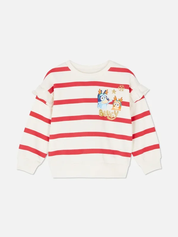 Girls Red 1.57yrs Bluey Ruffle Sweatshirt Penneys