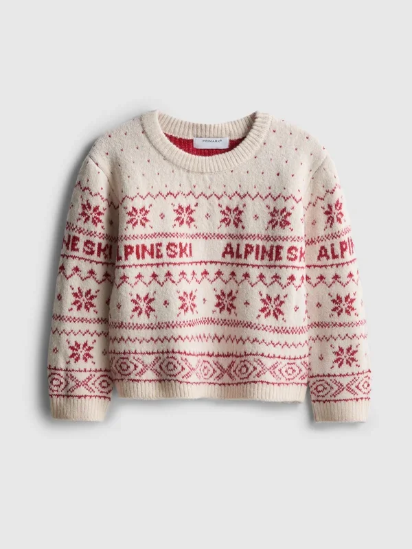 Girls Red 1.58yrs Fair Isle Jumper Penneys