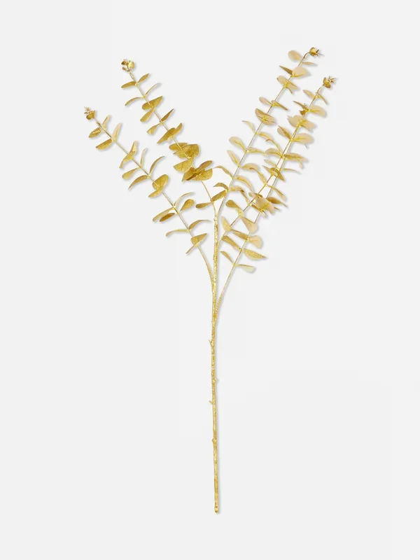 Gold Faux Single Stem Metallic Eucalyptus Penneys