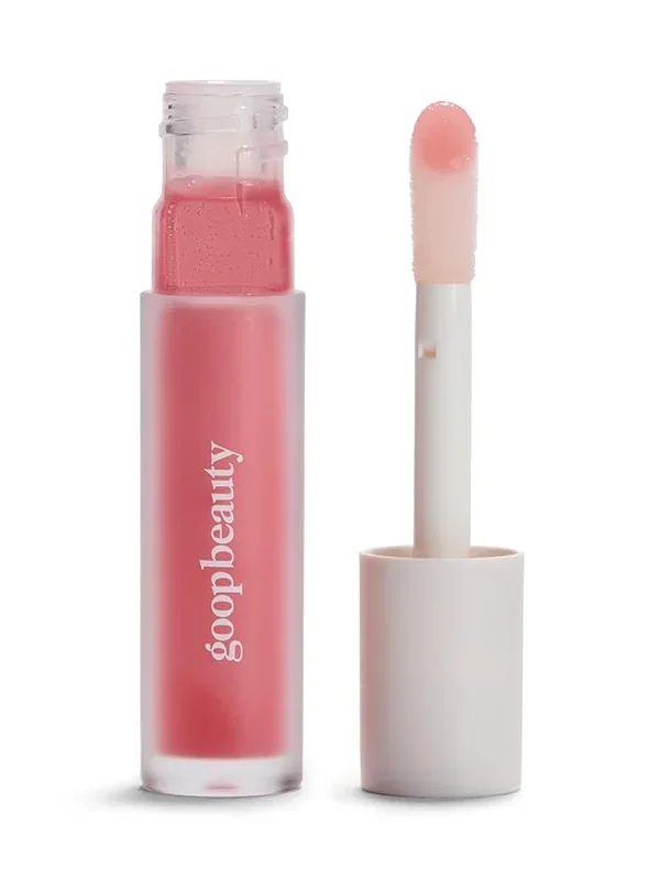 goop Beauty Hydra-Barrier Gel Gloss | Hydrating Lip Gloss to Moisturize & Plump Lips | Hyaluronic Acid & Vitamin E | Glaze – Palest Clear Pink | 0.13 oz
