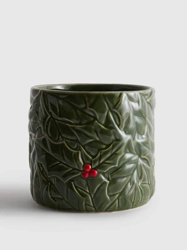 Green Christmas Holly Plant Pot Penneys