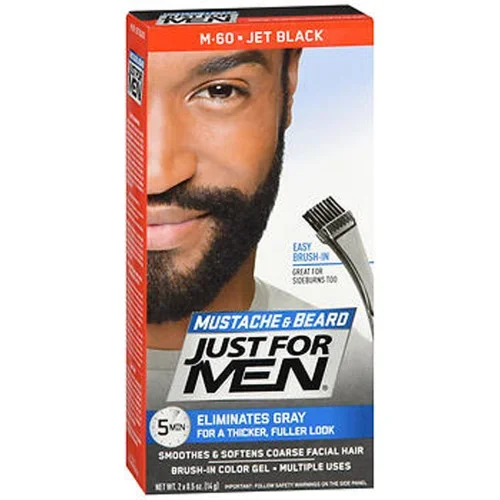 Just For Men Mustache & Beard BrushIn Color Gel Jet Black M60 Thrifty White Health Essentials