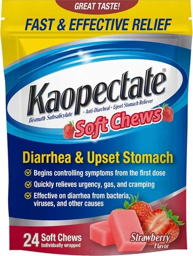 Kaopectate Soft Chews, Bismuth Subsalicylate, AntiDiarrheal and Upset Stomach Reliever 24 count