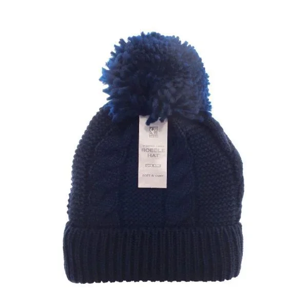 Knitted Bobble Hat Navy Household