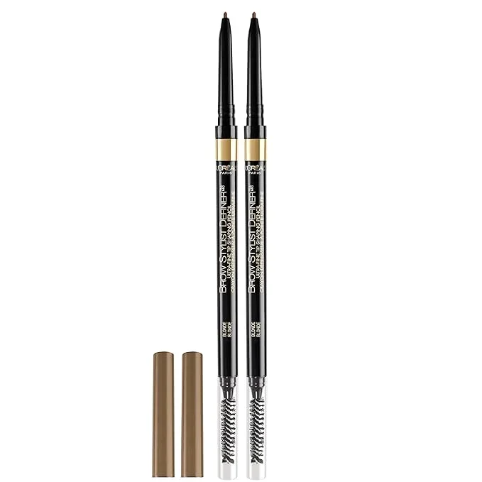 L’Oreal Paris Makeup Brow Stylist Definer Waterproof Eyebrow Pencil, Ultra-Fine Mechanical Pencil, Draws Tiny Brow Hairs and Fills in Sparse Areas and Gaps, Blonde, 0.003 Ounce (Pack of 2)