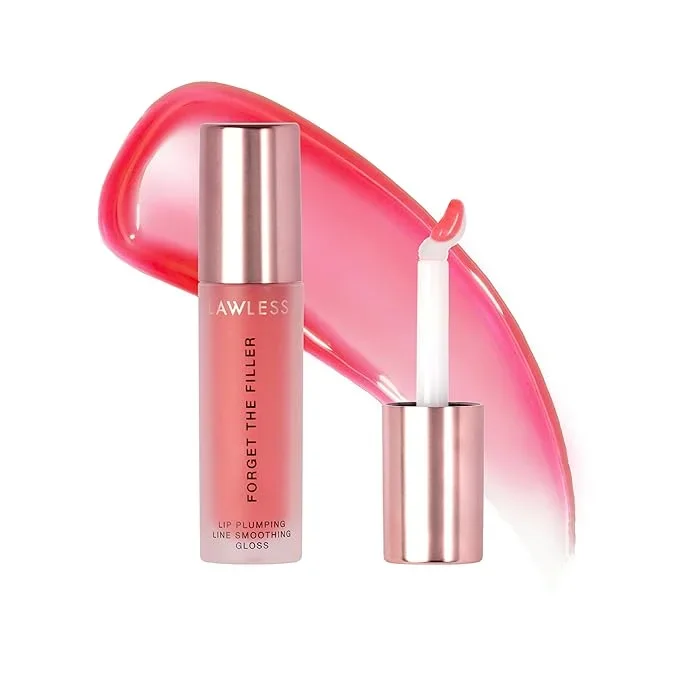 Lawless Forget the Filler Lip Plumping Line Smoothing Gloss – Cherry Vanilla – Premium Volumizing Lip Gloss with Natural Ingredients Designed to Plump, Firm, and Hydrate Lips 0.11 oz