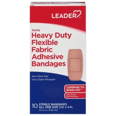 Leader Flexible Fabric Heavy Duty Sterile Adhesive Bandages 10 ea