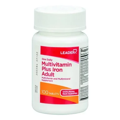 Leader Multivitamin Plus Iron One Daily Adult Tablets 100 Ea