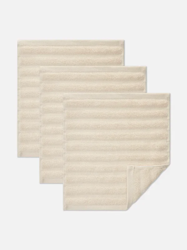 Light Cream 3pk Ribbed Face Cloths Penneys