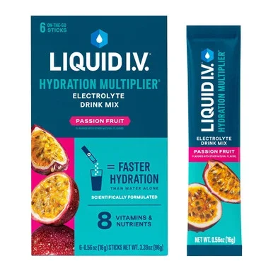 Liquid I.V. Passion Fruit Hydration Multiplier Powdered Electrolyte Drink Mix 6 Ct
