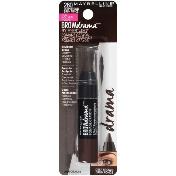 MAYBELLINE BROW DRAMA POMADE CRAYON “260 DEEP BROWN”