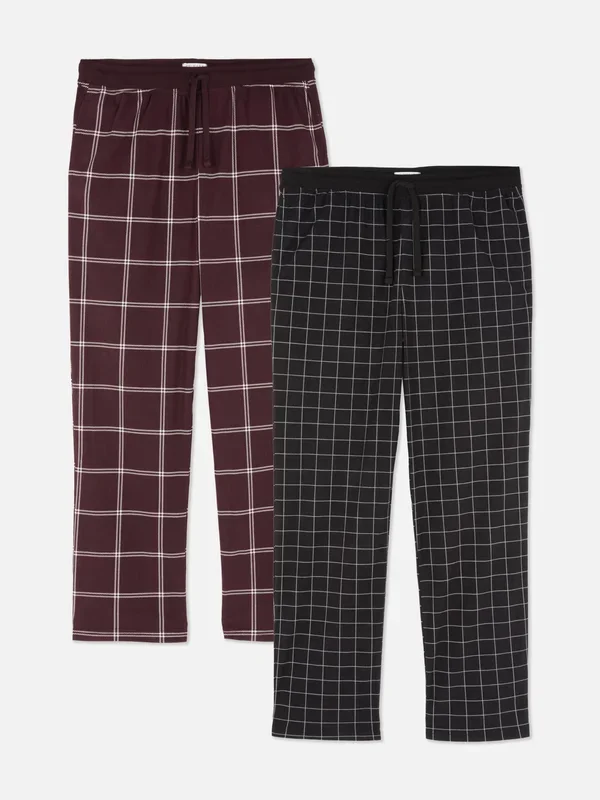 Men’s Black 2pk Checked Leggings With Drawstring Waistline Penneys