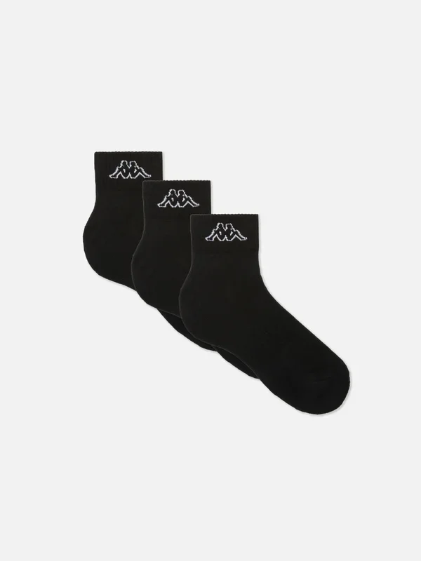 Men’s Black 3pk Kappa x Primark Quarter Crew Socks Penneys
