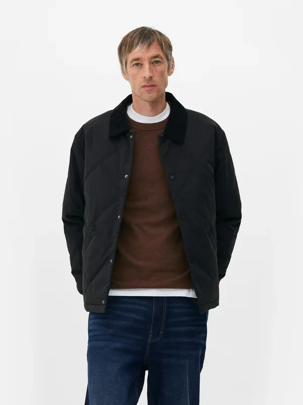 Men’s Black Diamond Quilted Puffer Jacket Penneys
