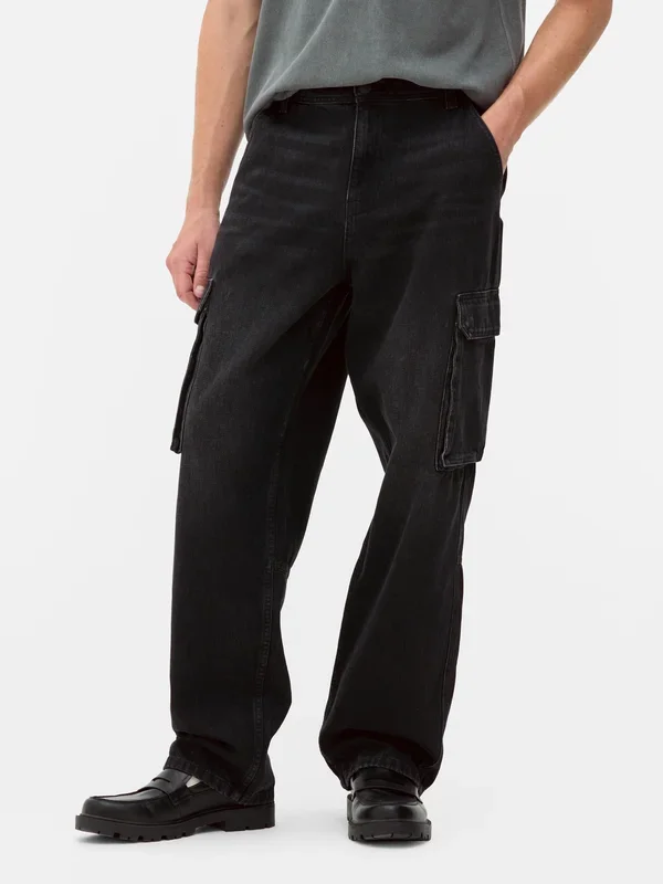Men’s Black MidRise Loose Cargo Jeans Penneys